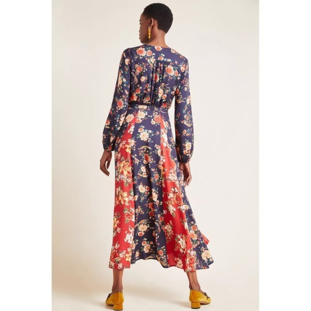Anthropologie‎ FARM RIO Gracia Wrap Maxi Dress Floral Birds Bohemian X-Small - Picture 9 of 15